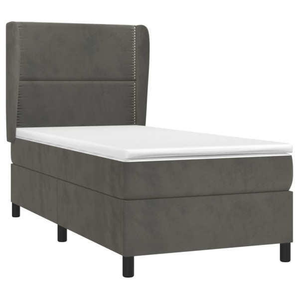 Cama com molas/colchão 90x200 cm veludo cinza-escuro M 3