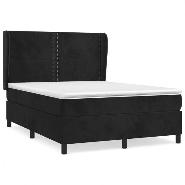 Cama com molas/colchão 140x200 cm veludo preto M 2