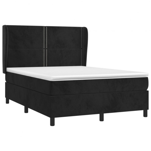 Cama com molas/colchão 140x200 cm veludo preto M 3