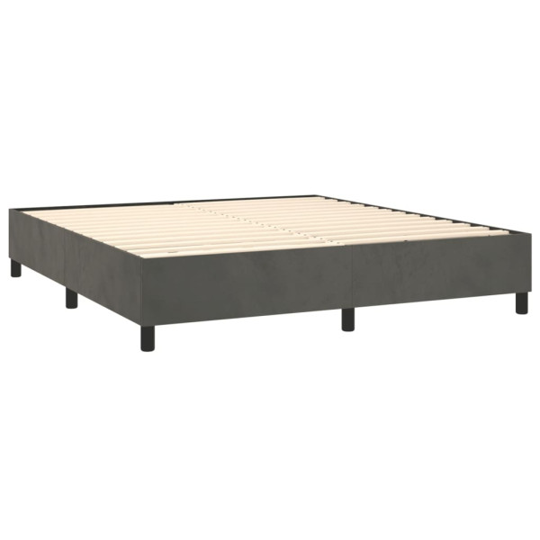Cama box spring con colchón terciopelo gris oscuro 160x200 cm M 4