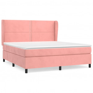 Cama box spring con colchón terciopelo rosa 160x200 cm H