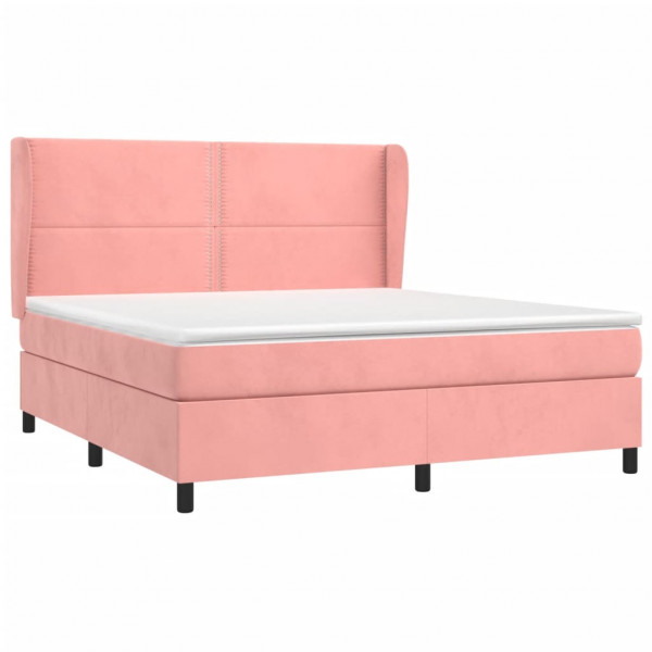 Cama com molas/colchão 160x200 cm veludo rosa M 3