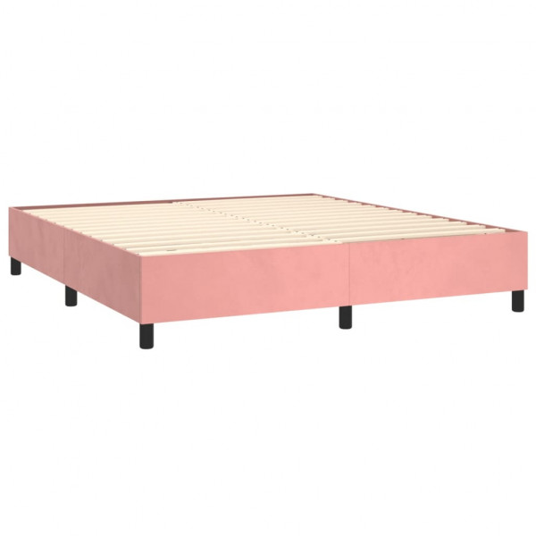 Cama box spring con colchón terciopelo rosa 160x200 cm M 4