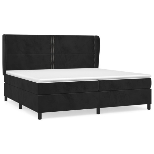 Cama box spring con colchón terciopelo negro 200x200 cm M 2