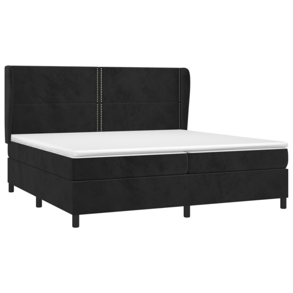 Cama box spring con colchón terciopelo negro 200x200 cm M 3