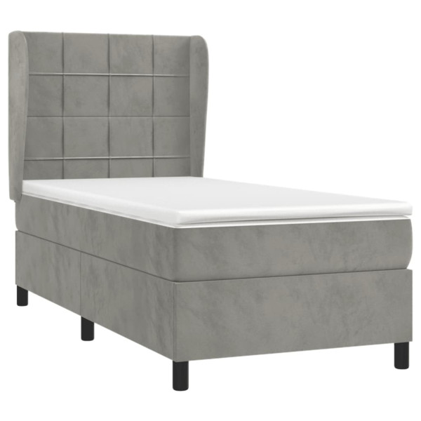 Cama com molas/colchão 80x200 cm veludo cinza-claro M 3