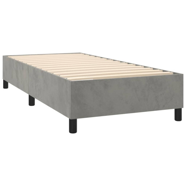 Cama box spring con colchón terciopelo gris claro 80x200 cm M 4