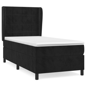 Cama box spring con colchón terciopelo negro 80x200 cm H