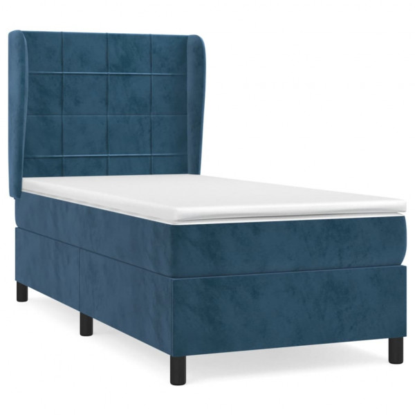 Cama box spring com colchão de veludo azul escuro 80x200 cm M 2