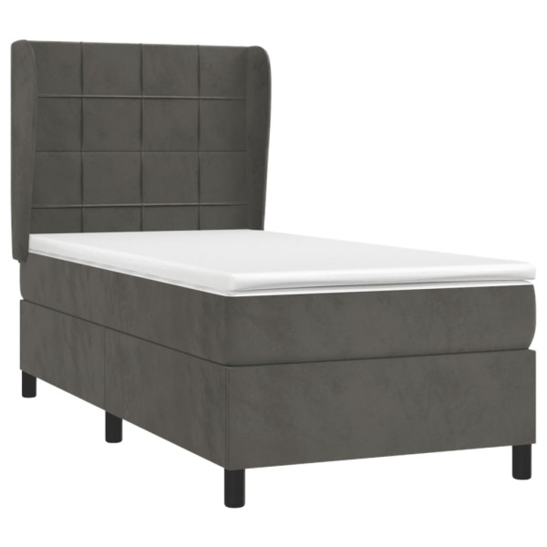 Cama com molas/colchão 90x190 cm veludo cinza-escuro M 3