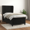 Cama box spring con colchón cuero sintético negro 90x190 cm 1