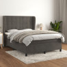 Cama box spring con colchón terciopelo gris oscuro 140x190 cm 1