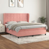 Cama box spring con colchón terciopelo rosa 180x200 cm 1