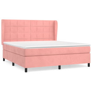 Cama box spring con colchón terciopelo rosa 180x200 cm H