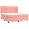 Cama box spring con colchón terciopelo rosa 180x200 cm 2