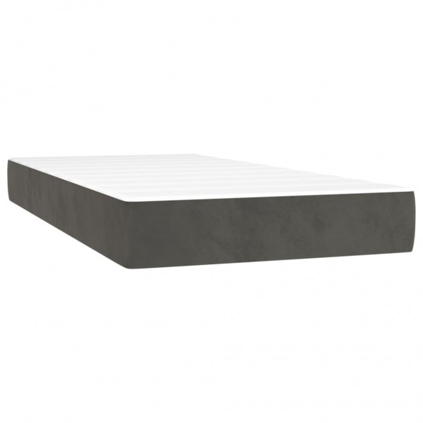 Cama com molas/colchão 100x200 cm veludo cinza-escuro M 5