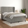 Cama box spring con colchón terciopelo gris claro 140x190 cm 1