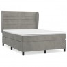 Cama box spring con colchón terciopelo gris claro 140x190 cm 2