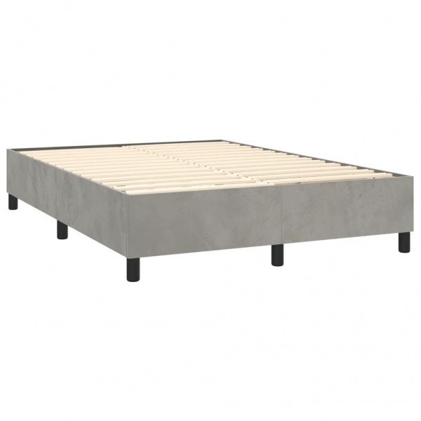 Cama com molas/colchão 140x190 cm veludo cinzento-claro M 4