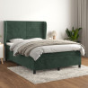 Cama box spring con colchón terciopelo verde oscuro 140x190 cm 1