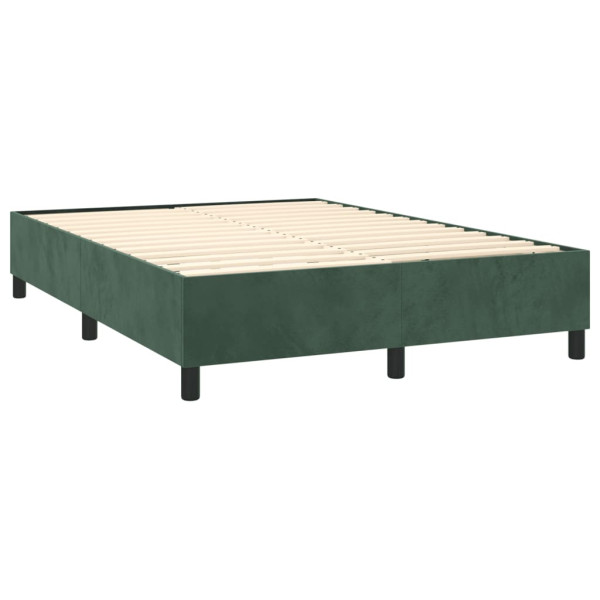 Cama box spring con colchón terciopelo verde oscuro 140x190 cm M 4