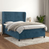 Cama box spring con colchón terciopelo azul oscuro 140x190 cm 1