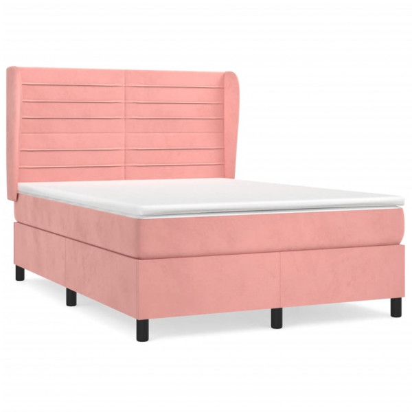 Cama com molas/colchão 140x190 cm veludo rosa M 2