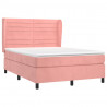 Cama box spring con colchón terciopelo rosa 140x190 cm 3
