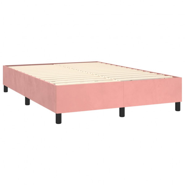 Cama box spring con colchón terciopelo rosa 140x190 cm M 4