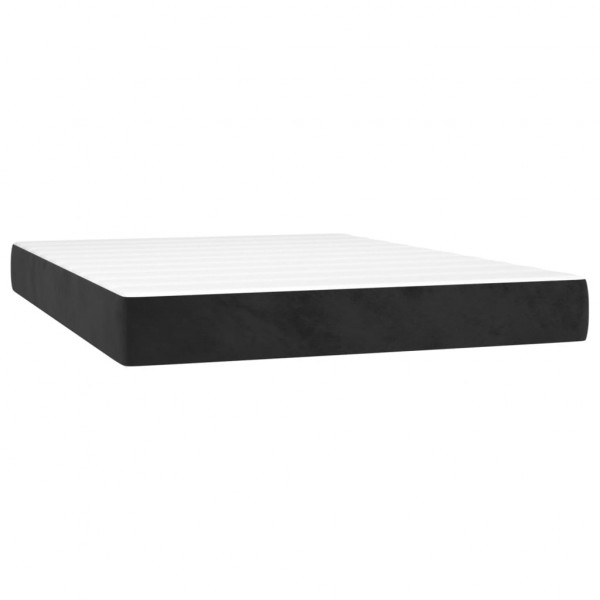 Cama box spring con colchón terciopelo negro 140x200 cm M 5