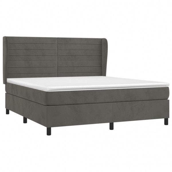 Cama com molas/colchão 160x200 cm veludo cinzento-escuro M 3