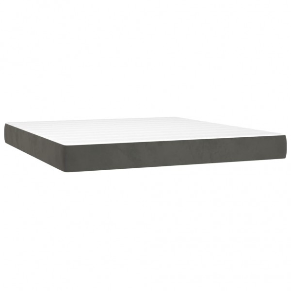 Cama box spring con colchón terciopelo gris oscuro 160x200 cm M 5