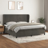 Cama box spring con colchón terciopelo gris oscuro 200x200 cm 1