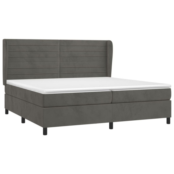 Cama com molas/colchão 200x200 cm veludo cinzento-escuro M 3
