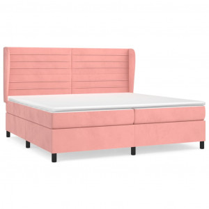 Cama box spring con colchón terciopelo rosa 200x200 cm H