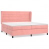 Cama com molas/colchão 200x200 cm veludo rosa 2