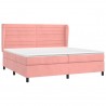 Cama box spring con colchón terciopelo rosa 200x200 cm 3