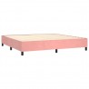 Cama box spring con colchón terciopelo rosa 200x200 cm 4