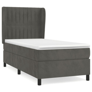 Cama box spring con colchón terciopelo gris oscuro 80x200 cm H