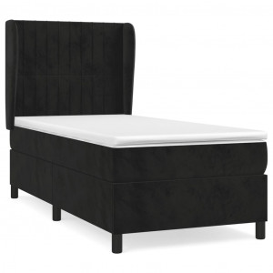 Cama box spring con colchón terciopelo negro 80x200 cm H