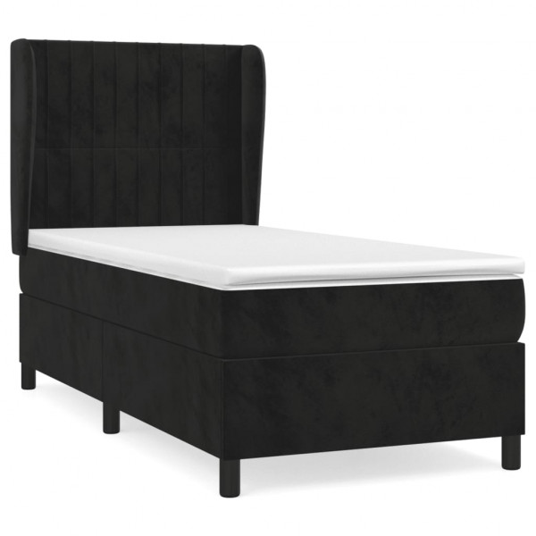 Cama box spring con colchón terciopelo negro 80x200 cm M 2