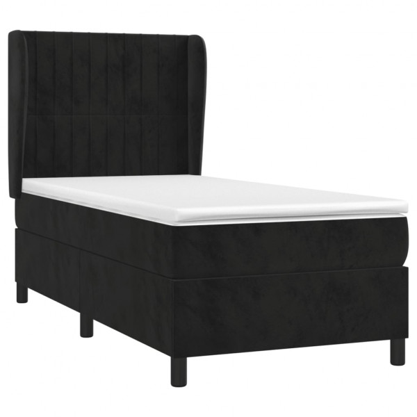 Cama box spring con colchón terciopelo negro 80x200 cm M 3