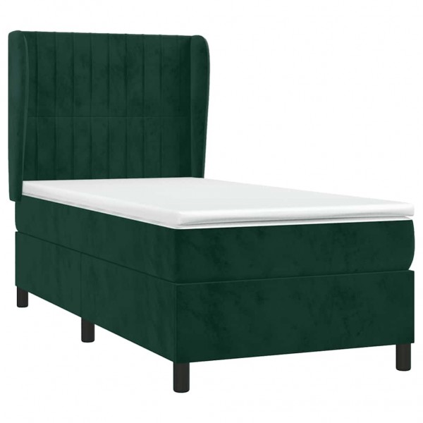 Cama com molas/colchão 80x200 cm veludo verde-escuro M 3