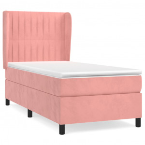 Cama box spring con colchón terciopelo rosa 80x200 cm H