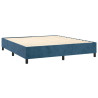 Cama box spring con colchón terciopelo azul oscuro 160x200 cm 4