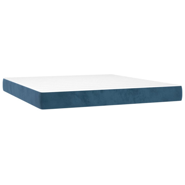 Cama box spring con colchón terciopelo azul oscuro 160x200 cm M 5
