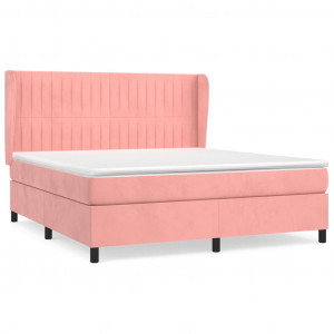 Cama box spring con colchón terciopelo rosa 160x200 cm H