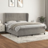 Cama box spring con colchón terciopelo gris claro 180x200 cm 1