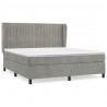Cama box spring con colchón terciopelo gris claro 180x200 cm 2