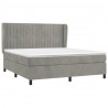 Cama box spring con colchón terciopelo gris claro 180x200 cm 3